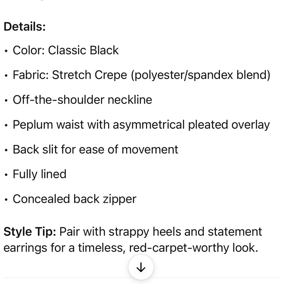 Xscape Jovie Peplum Dress Off Shoulder Black Scuba Crepe Excellent $259. Size 4 - Picture 8 of 10